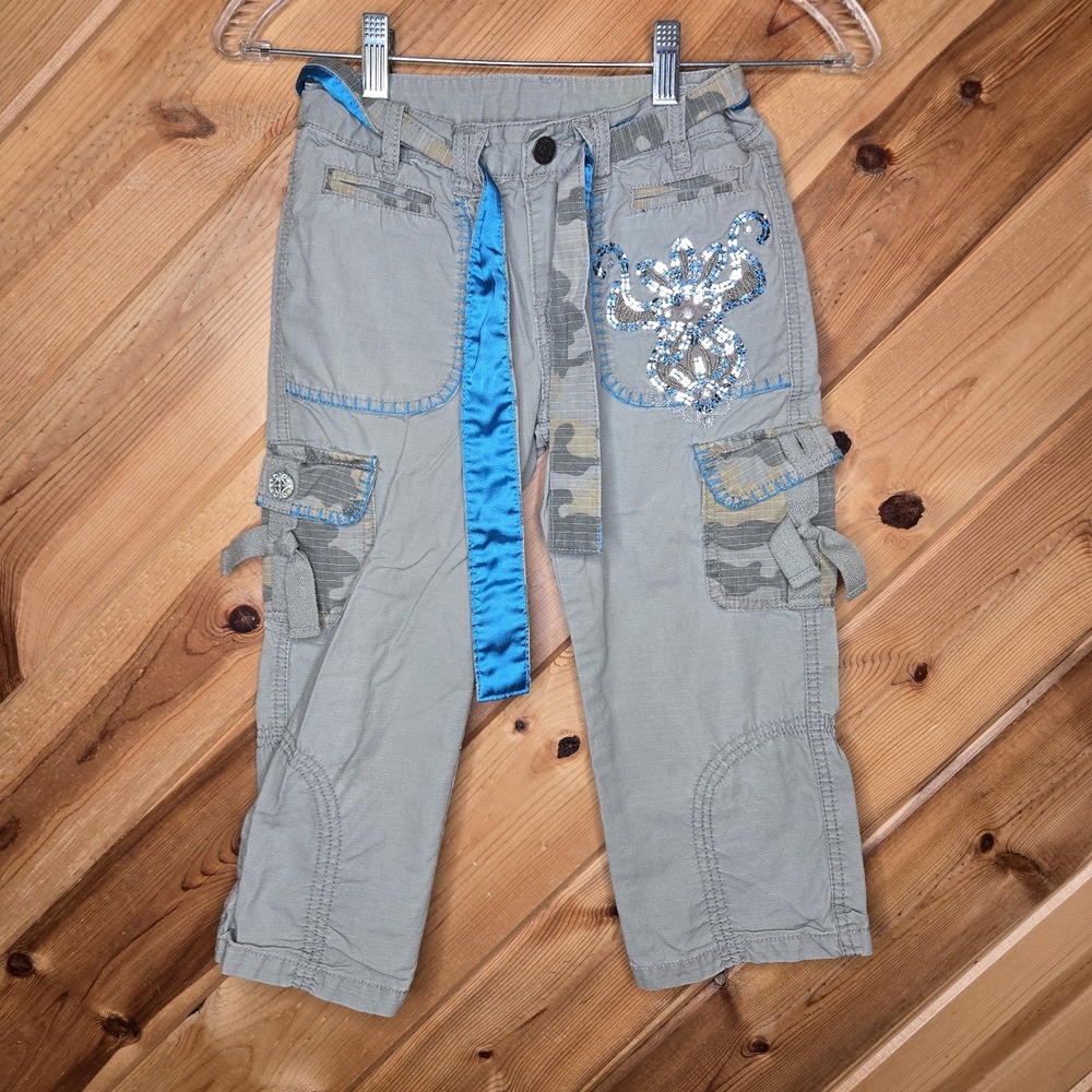 Kids Casual Cargo Pants with Blue and Gray Accents